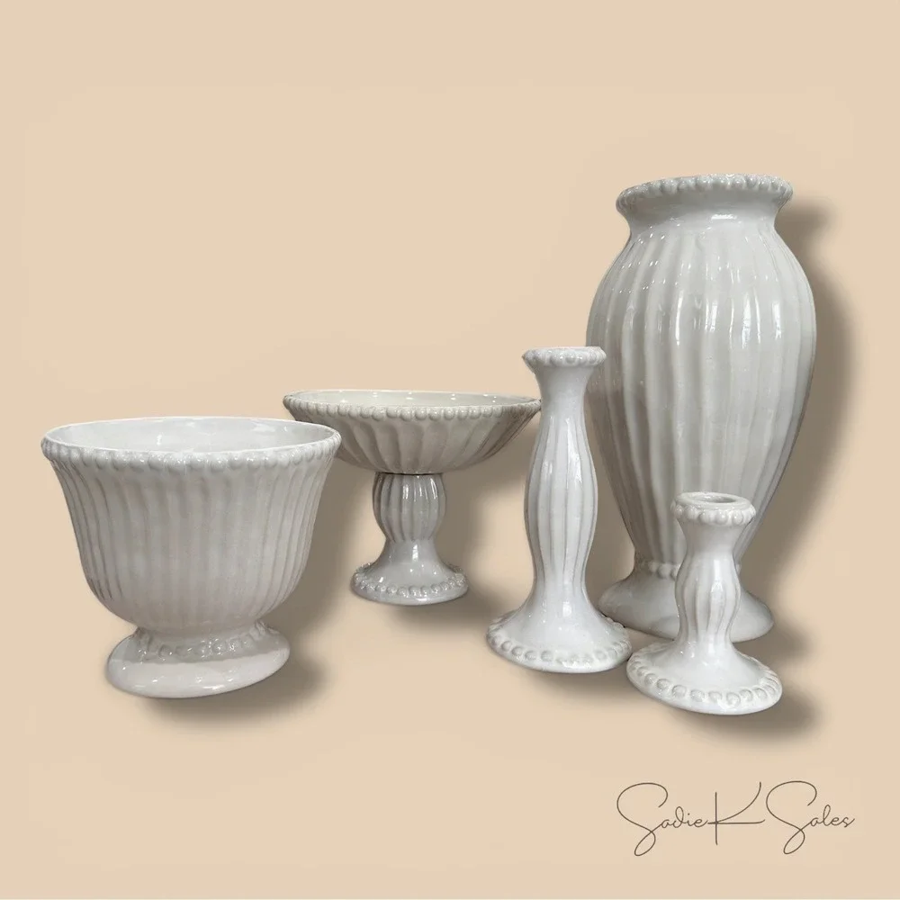 Tall Beaded Ceramic Vase Ivory - Threshold, Target‎